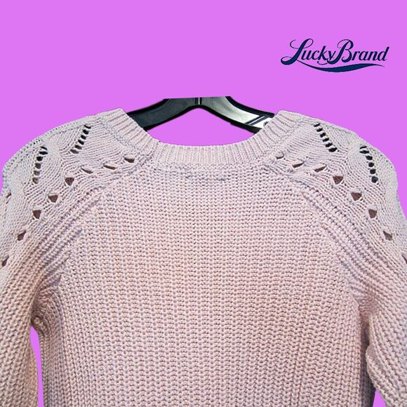 Lucky Brand NEW Cable Knit Crew Neck Sweater Top S - Picture 10 of 12